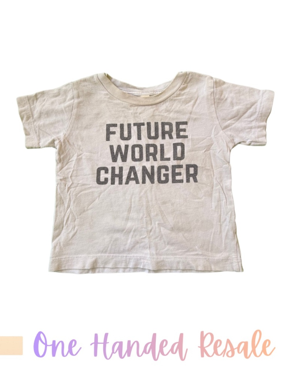 🌎 Bella Canvas White Kids Tee w/ Grey 'FUTURE WORLD CHANGER' Print 18-24M